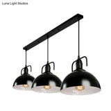 Dome Pendant Light - Loft Style Black Metal Ceiling Fixture With Linear/Round Canopy And Handle 3