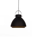 Dome Suspended Macaron Style Pendant Light - 10’/14’ Metallic Fixture With Handle In Black/Blue