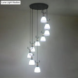 Dome Swirl Cluster Pendant Light In Black - Contemporary Opal Glass Hanging Lighting