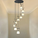 Dome Swirl Cluster Pendant Light In Black - Contemporary Opal Glass Hanging Lighting 9 / White B