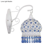 Dome Wall Sconce Lamp - 1 Bulb Metal Mount Light In White/Pink/Orange For Living Room