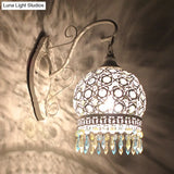 Dome Wall Sconce Lamp - 1 Bulb Metal Mount Light In White/Pink/Orange For Living Room