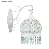 Dome Wall Sconce Lamp - 1 Bulb Metal Mount Light In White/Pink/Orange For Living Room
