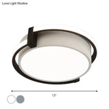 Dorm Room Led Flushmount Ceiling Light With Minimalist Design And Acrylic Shade (Grey/White) -