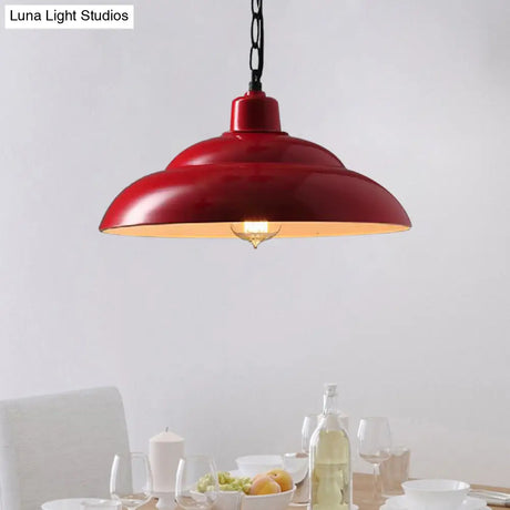 Double Bubble Hanging Lamp - Vintage Style Metallic Suspension Light In Red/White For Coffee Shop