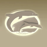 Double Dolphin Ceiling Light: White Animal Acrylic Led Fixture For Child Bedroom / Warm