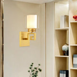 Double Glass Brass Finish Drum Wall Mount Lamp - Modern Style 1 Light Sconce For Hallways