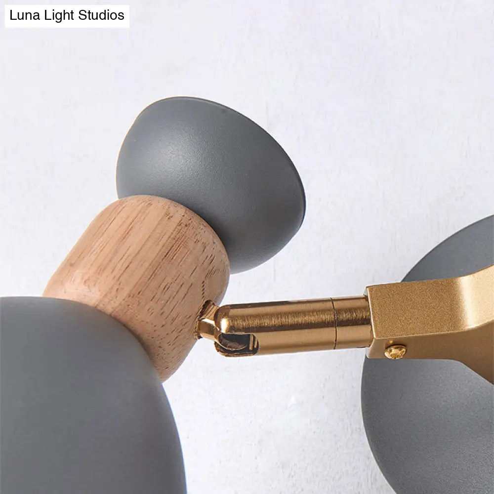 Double Shade Gray/Green Nordic Wall Sconce With Metallic Finish - Perfect Living Room Lighting