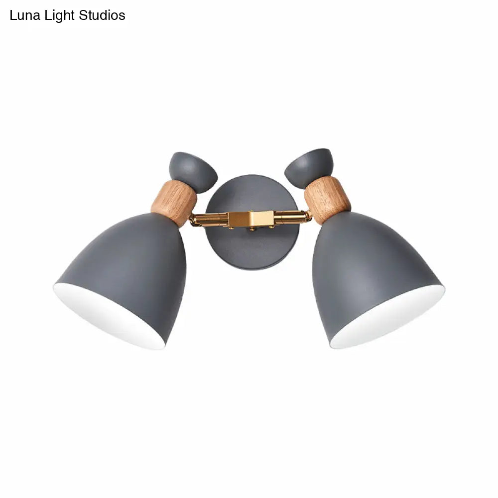 Double Shade Gray/Green Nordic Wall Sconce With Metallic Finish - Perfect Living Room Lighting