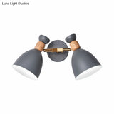 Double Shade Gray/Green Nordic Wall Sconce With Metallic Finish - Perfect Living Room Lighting
