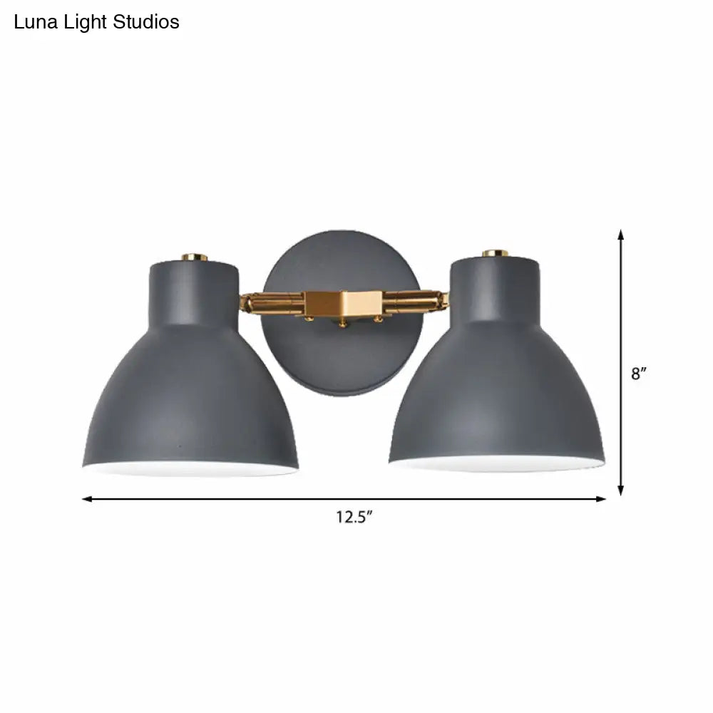 Double Shade Gray/Green Nordic Wall Sconce With Metallic Finish - Perfect Living Room Lighting