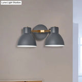 Double Shade Gray/Green Nordic Wall Sconce With Metallic Finish - Perfect Living Room Lighting