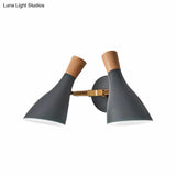 Double Shade Gray/Green Nordic Wall Sconce With Metallic Finish - Perfect Living Room Lighting
