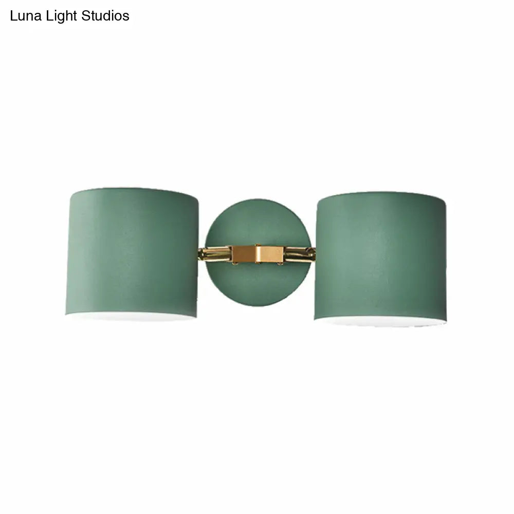 Double Shade Gray/Green Nordic Wall Sconce With Metallic Finish - Perfect Living Room Lighting