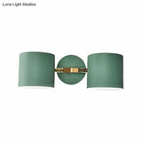 Double Shade Gray/Green Nordic Wall Sconce With Metallic Finish - Perfect Living Room Lighting