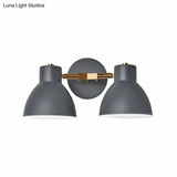 Double Shade Gray/Green Nordic Wall Sconce With Metallic Finish - Perfect Living Room Lighting