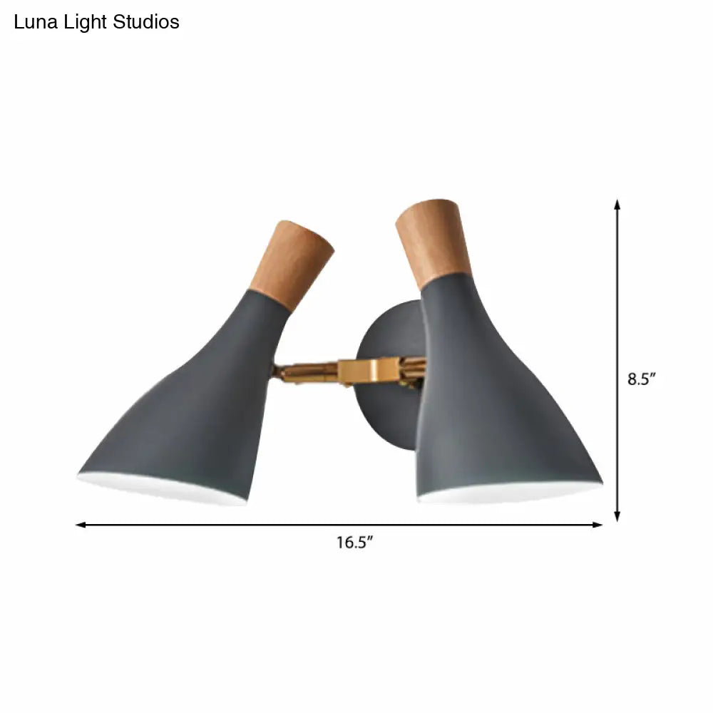 Double Shade Gray/Green Nordic Wall Sconce With Metallic Finish - Perfect Living Room Lighting