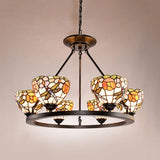 Dragonfly Stained Glass Chandelier - 6-Light Suspension For Foyer Black