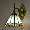 Dragonfly Stained Glass Wall Sconce - Decorative Mount Lamp Beige