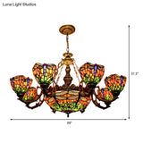Dragonfly Tiffany Style Chandelier With Stained Glass Shade For Living Room