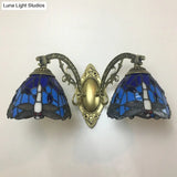 Dragonfly Tiffany Vanity Lamp - Elegant 2-Light Wall Sconce For Mirror Cabinet