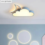 Dreamy Bedroom Glow: Nordic Led Cloud And Moon Metal Flush Mount Ceiling Light