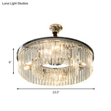 Drum Crystal Block Chandelier Pendant Light - Sleek Style 4/8 Lights Chrome Finish 18’’/23’’ Wide
