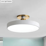 Drum Metal Ceiling Light Fixture - Nordic Led White Semi Flush Mount Lighting In Warm/White