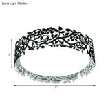 Drum Metal Flush Mount Led Ceiling Light In White/Black Traditional Style 17’/21.5’ Wide