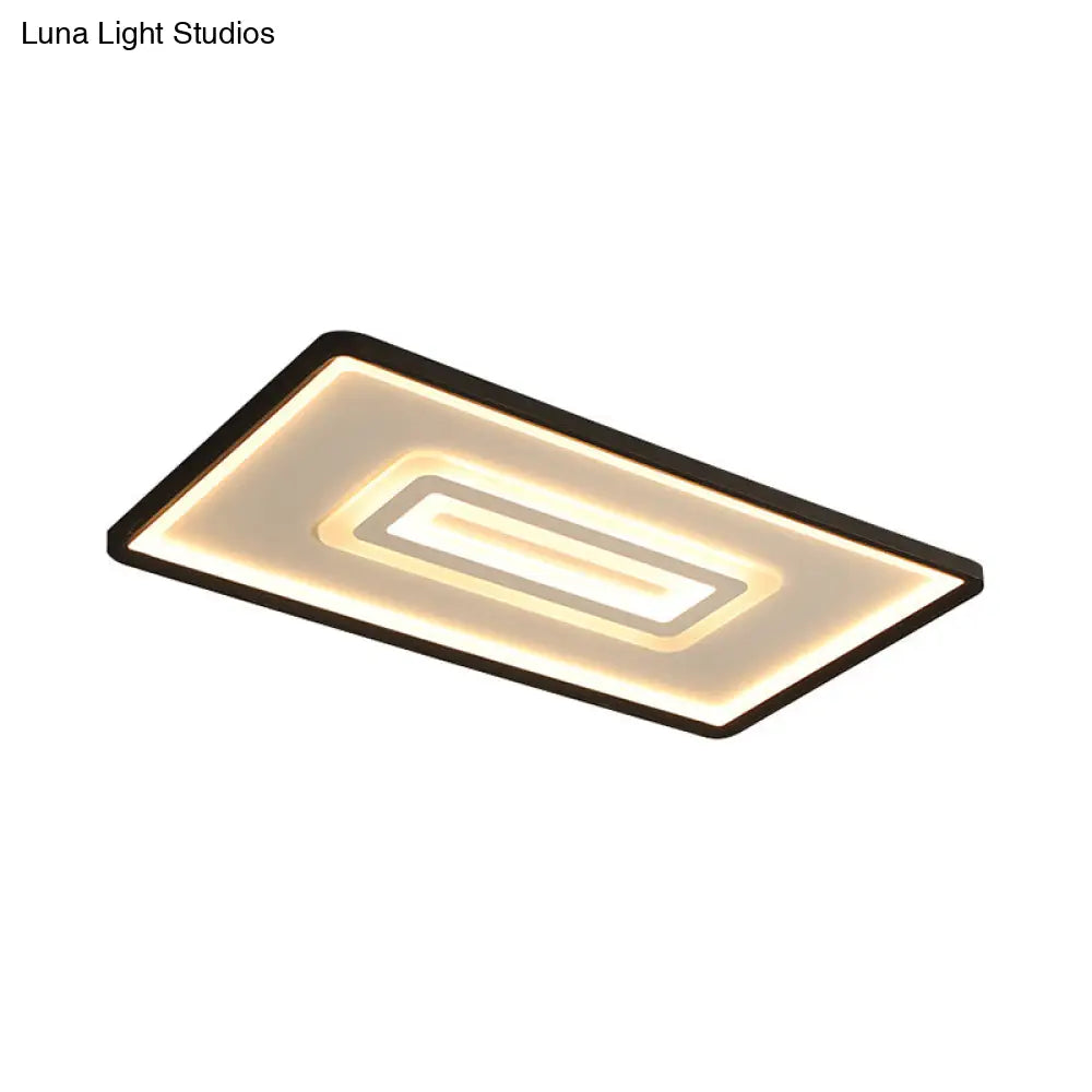 Dual Rectangle Flush Nordic Style Black Metal Light - 35.5’/43’ Width Warm/White Stepless