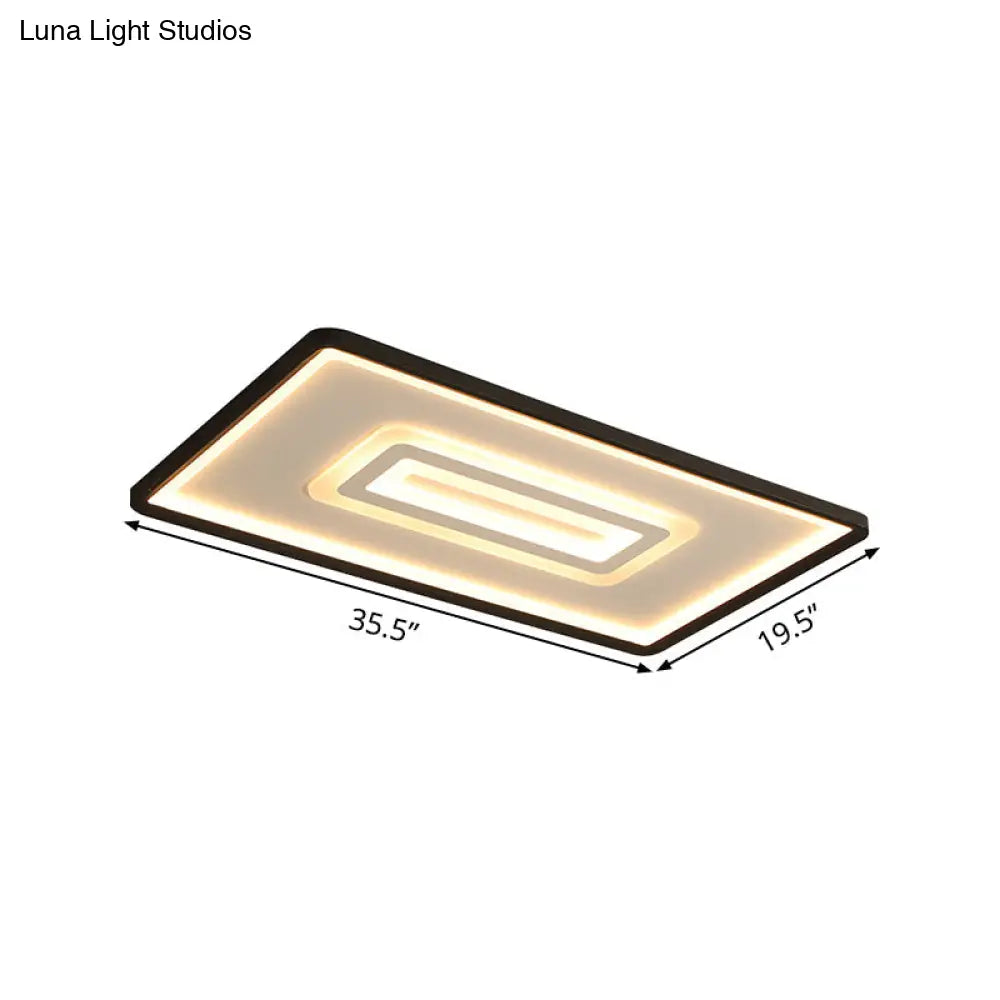 Dual Rectangle Flush Nordic Style Black Metal Light - 35.5’/43’ Width Warm/White Stepless