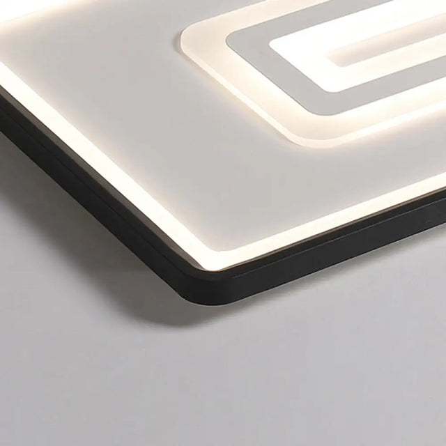 Dual Rectangle Flush Nordic Style Black Metal Light - 35.5/43 Width Warm/White Stepless Dimming With