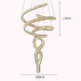 Elara Modern Crystal Stair Chandelier with LED Remote/Touch Control Gold 100cm / APP with RC Dimmable chandelier