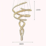 Elara Modern Crystal Stair Chandelier with LED Remote/Touch Control Gold 50cm / APP with RC Dimmable chandelier