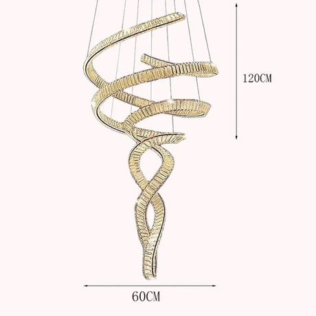 Elara Modern Crystal Stair Chandelier with LED Remote/Touch Control Gold 60cm / APP with RC Dimmable chandelier