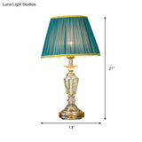 Elegant Crystal Nightstand Lamp In Minimalist Green Design With Braided Trim