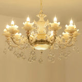 Elegant Gold Floral Ruffle Ceiling Lighting: Traditional Jade Chandelier With Crystal Draping For