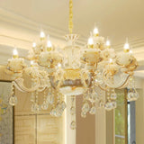 Elegant Gold Floral Ruffle Ceiling Lighting: Traditional Jade Chandelier With Crystal Draping For