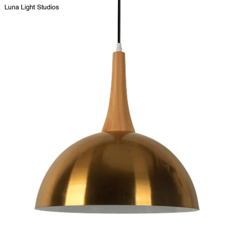 Elegant Gold Metal Hanging Lamp: One Head Bowl Pendant Lighting For Cafe Dining Table