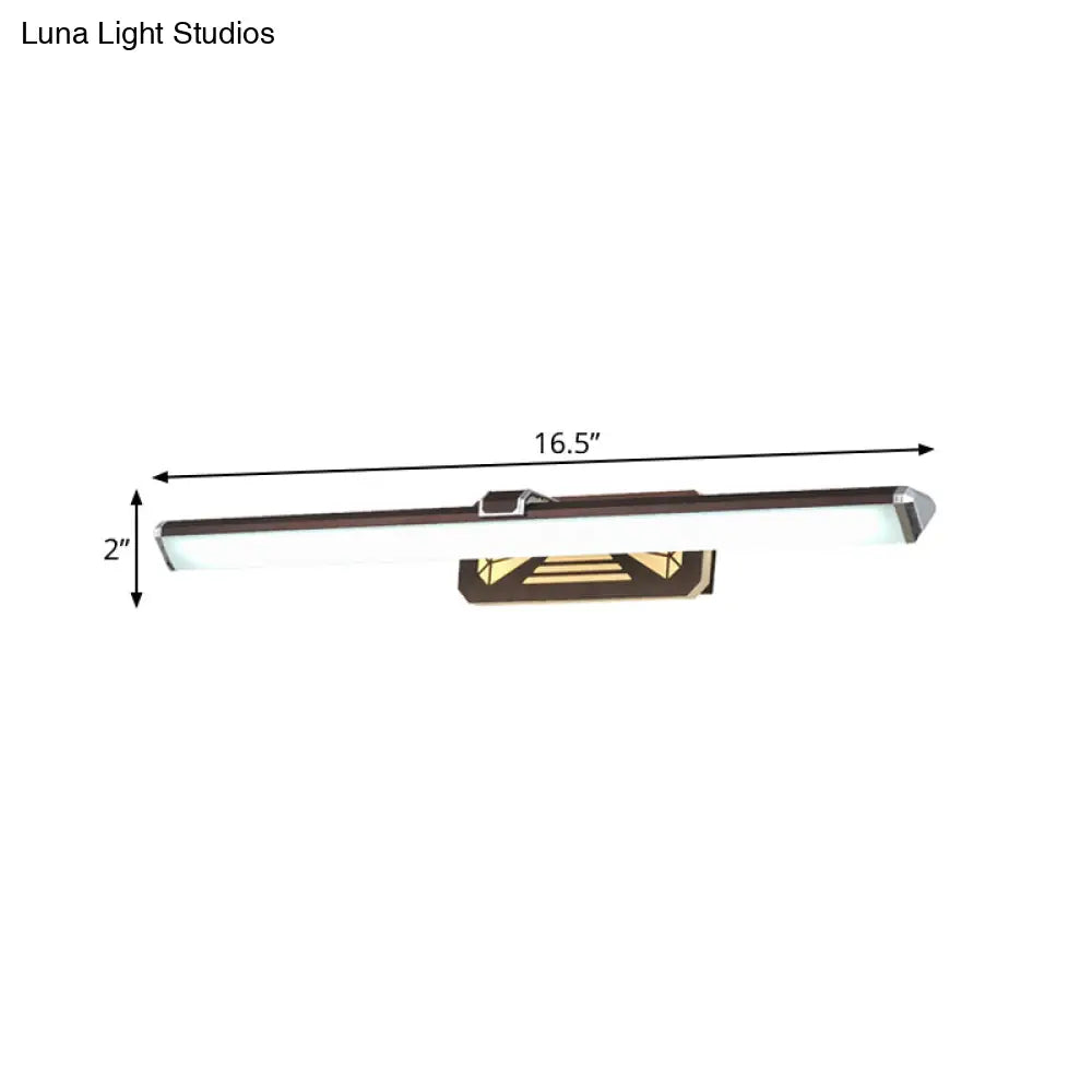 Elegant Metal Led Vanity Light - Brown Elongated Sconce Lamp (16.5/23 Wide) For Bathroom In