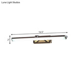 Elegant Metal Led Vanity Light - Brown Elongated Sconce Lamp (16.5/23 Wide) For Bathroom In