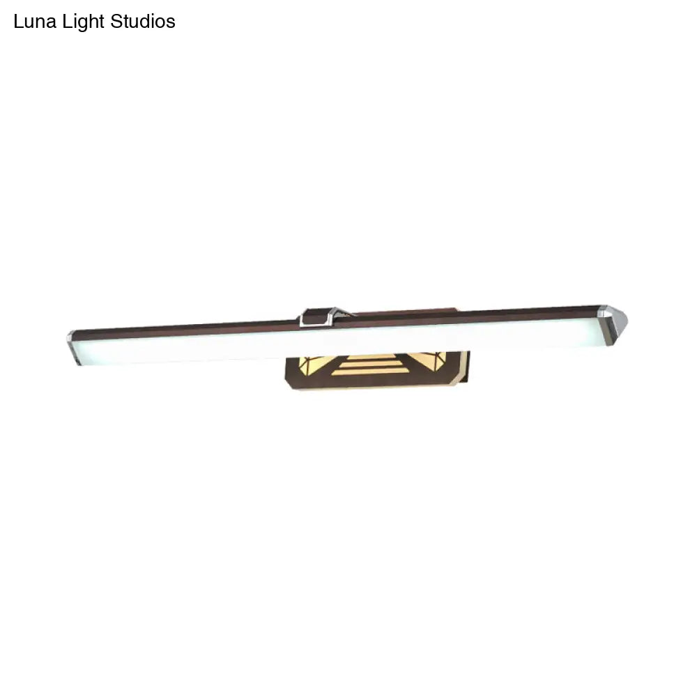 Elegant Metal Led Vanity Light - Brown Elongated Sconce Lamp (16.5/23 Wide) For Bathroom In