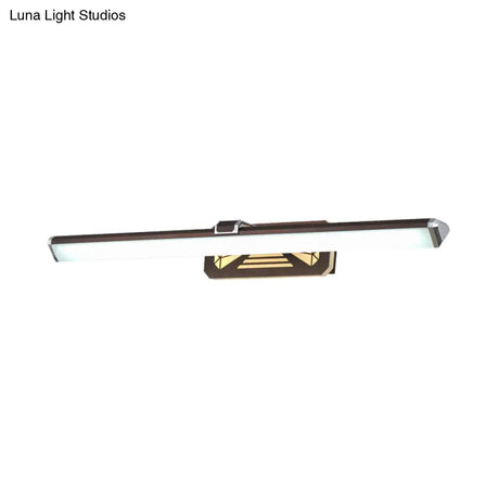 Elegant Metal Led Vanity Light - Brown Elongated Sconce Lamp (16.5/23 Wide) For Bathroom In