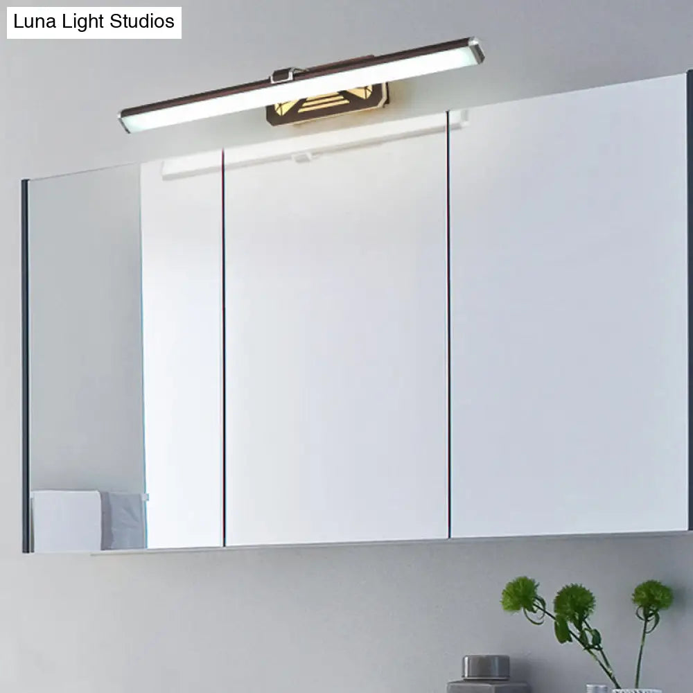 Elegant Metal Led Vanity Light - Brown Elongated Sconce Lamp (16.5/23 Wide) For Bathroom In