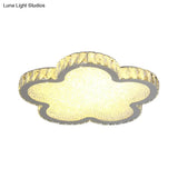 Elegant White Crystal Ceiling Lamp: Plat Flower Acrylic Led Flush Light For Bedrooms