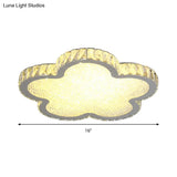 Elegant White Crystal Ceiling Lamp: Plat Flower Acrylic Led Flush Light For Bedrooms