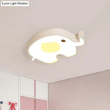 Elephant Acrylic Flush Mount Ceiling Light For Kids Room With Led And 3 Settings