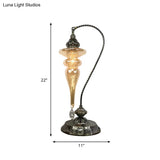 Elisa - Stylish Brass/Gloss Black 1 Head Table Lamp Bohemia Amber Glass Oval/Urn Nightstand