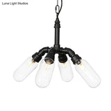 Elisa - Vintage Water Pipe Chandelier Pendant Light 2/3/4-Light Iron Led Hanging Ceiling Lamp In