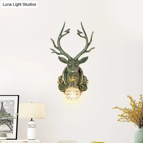 Elk 1-Light Traditional Wall Sconce For Living Room With Orb Crystal Shade - Resin Grey/Bronze/Gold
